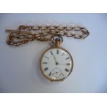 A gold coloured metal cased pocket watch,