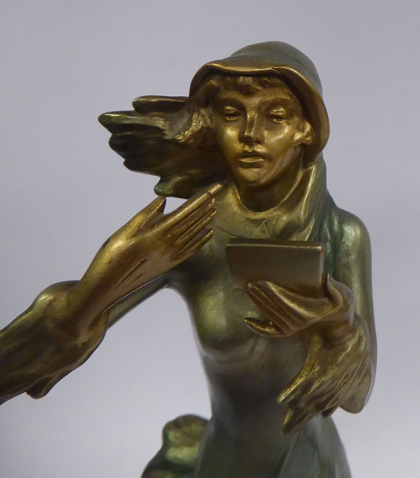 A late 1920s/early 1930s painted cold cast figure, a fashionable young woman, wearing a bonnet, - Image 2 of 4