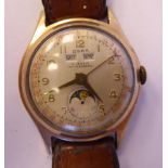 A 'vintage' Oska yellow metal plated round cased wristwatch,