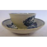 A late 18thC Liverpool (Peningtons) porcelain tea bowl and saucer,