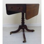 A Regency mahogany Pembroke pedestal table, the top with round corners,