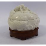 A late 19th/early 20thC Chinese ivory glazed china box and cover,