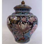 A 20thC Chinese cloisonne vase and cover of squat, baluster form, decorated with flora,