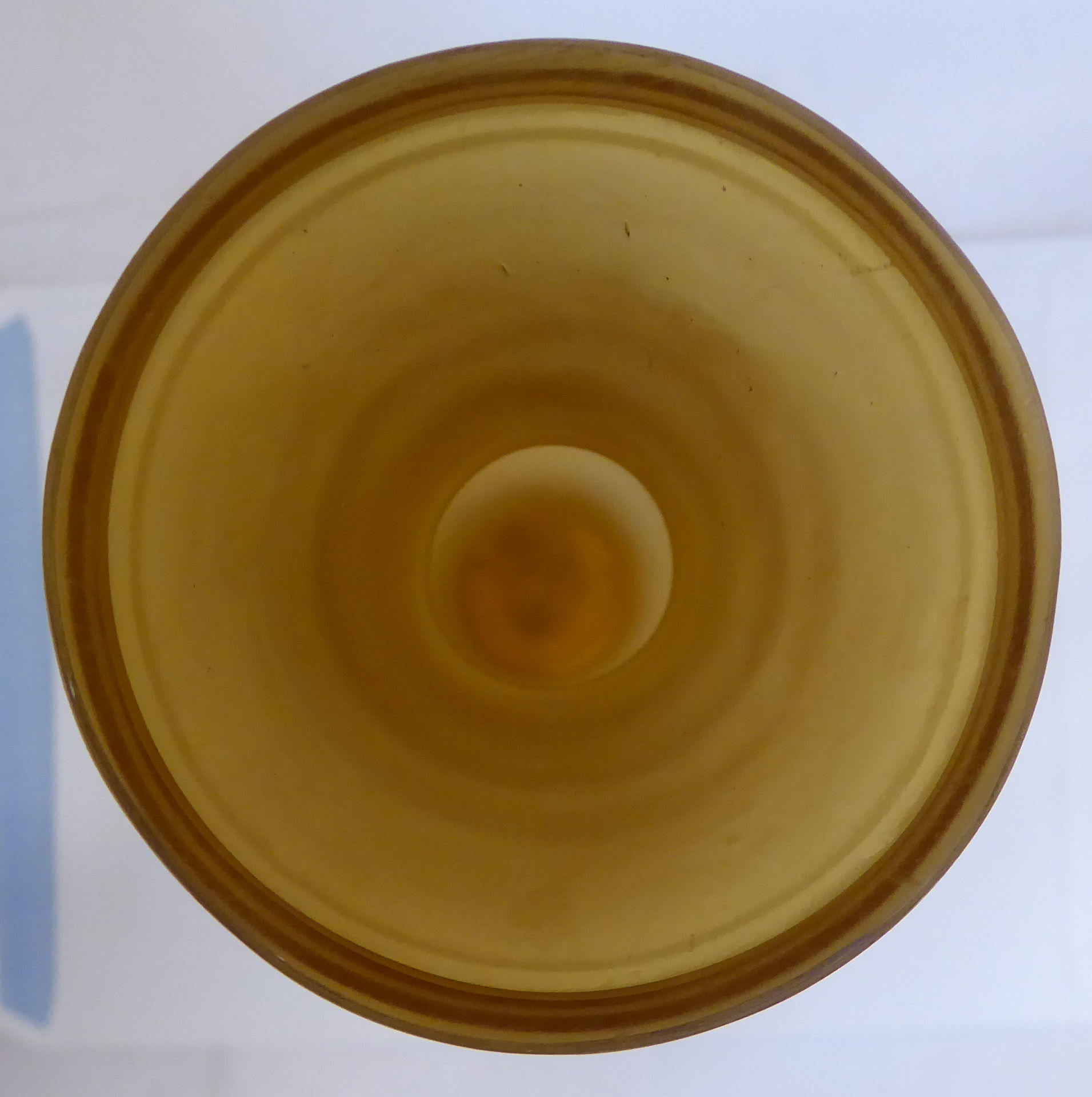 In the manner of Mary Gregory - a semi-opaque amber coloured glass vase of baluster form with a - Image 5 of 6