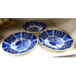A set of three late 18thC Dutch Delft footed dishes,