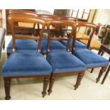 A set of six late Victorian mahogany framed bar back dining chairs,