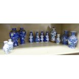 Oriental ceramics: to include a pair of late 19thC Chinese porcelain blue and white vases,
