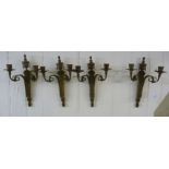 A set of four early/mid 20thC cast brass, neo-classically inspired,