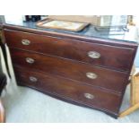 A late 19thC mahogany chest with a mottled blue/grey composition stone top,