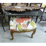 A mixed lot: to include a modern stained pine framed footstool with a floral fabric upholstered top,