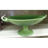 A Royal Lancastrian sponged moss green glazed china comport,