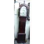 An early/mid 19thC satinwood string inlaid mahogany longcase clock,