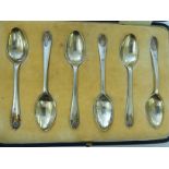 A set of six silver teaspoons cased Sheffield 1928 CS