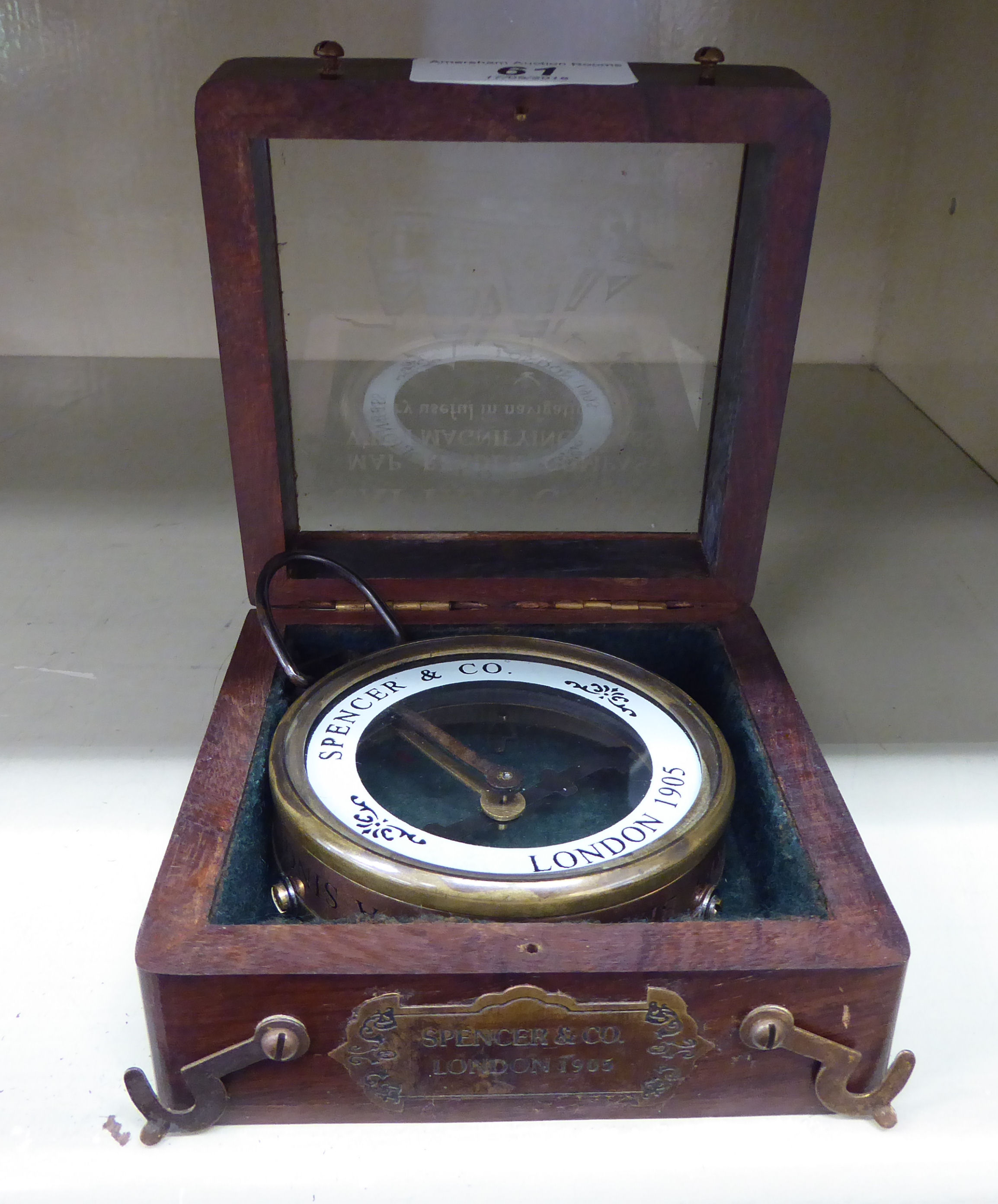 A modern replica Edwardian brass cased map reading compass boxed OS5