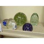 Perthshire and other clear and coloured glass paperweights various sizes & forms T08