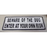 A cast iron sign 'Beware of the Dog' 14''w OS10