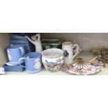 Decorative ceramics: to include Wedgwood powder blue Jasperware commemorative dishes 4''dia