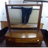 An early 19thC string inlaid mahogany dressing table mirror,