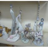 Lladro and other porcelain figures: to include a young woman playing golf 11''h T08
