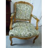A modern Louis XVI design stained beech framed salon chair,
