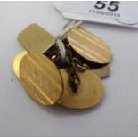 Two similar pairs of gold coloured metal tablet and chain cufflinks 11