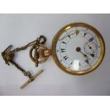 A late Victorian gold plated pocket watch with an enamelled Arabic dial 11