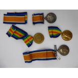 Four Great War medals: to include a service medal, on coloured ribbons inscribed PTE AH.