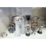 Silver & silver plated collectables: to include a pair of cut-crystal vases of tapered form with