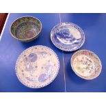 Decorative ceramics: to include an early 20thC European pottery fruit bowl,