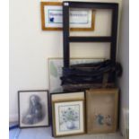 Framed pictures & prints: to include a still life study coloured print 6'' x 8'' BS