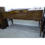 A Regency satinwood inlaid spinet, converted into a desk with three drawers, raised on square,