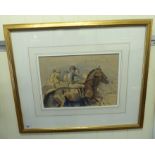 Lucy Kemp Welch - 'Newmarket Heath October Meeting' pencil & watercolour bears an inscription &