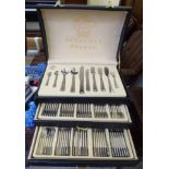 A Versailles stainless steel canteen of cutlery and flatware, in a three tier,