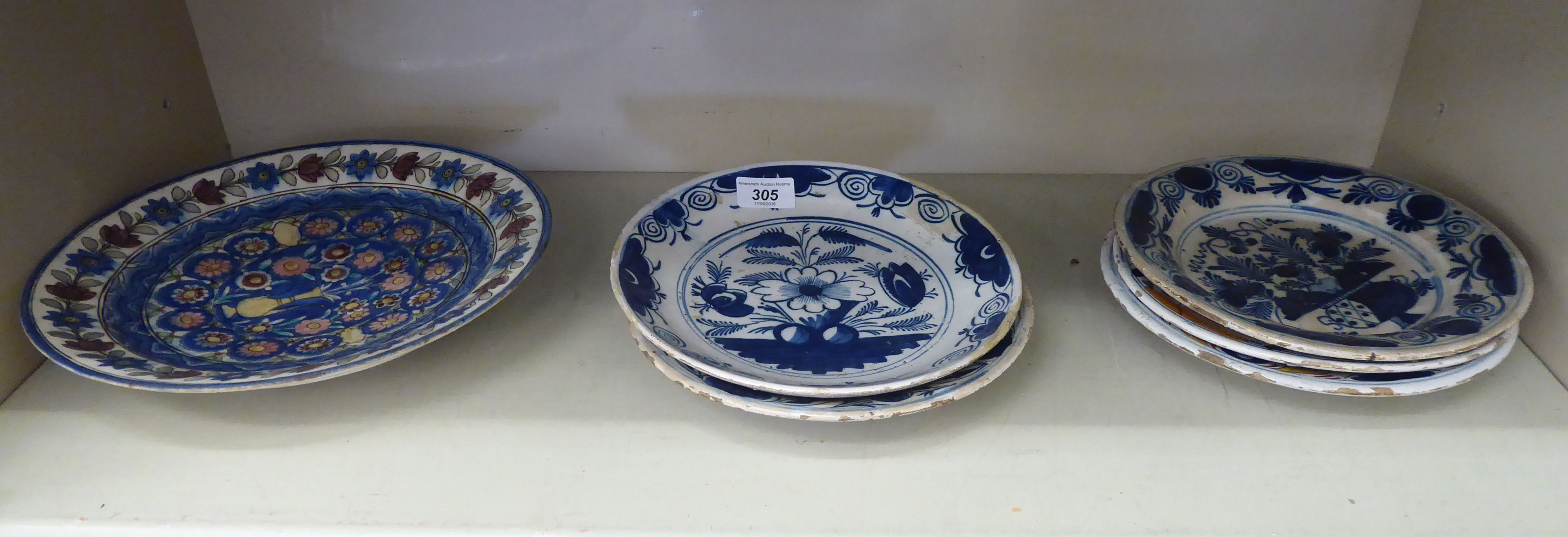 18th & 19thC Dutch tin glazed earthenware: to include plates,
