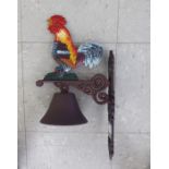 A cast iron door bell, fashioned as a cockerel,