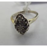 A 14ct white gold marquise set diamond cluster ring 11