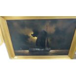 Igan Koster - a sailing ship on a calm sea at night oil on canvas bears a signature 24'' x 42''