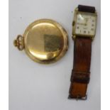 An Aubry gold plated and stainless steel cased wristwatch,