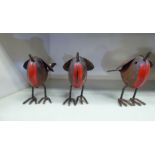 A set of three modern painted tinplate model robins 4''h OS3