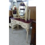 Small bedroom furniture: to include a French inspired cream and gilt painted cheval mirror,