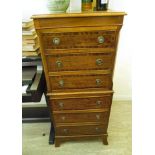 A modern Georgian style string inlaid mahogany six drawer tallboy,