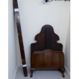 A pair of 1930s Queen Anne style flame mahogany single bed heads and footboards,