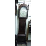 An early/mid 19thC satinwood string inlaid mahogany longcase clock,