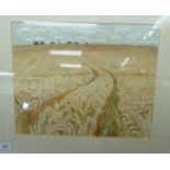 Barbara Walsham - 'Cornfield' watercolour bears a signature 14'' x 16'' framed HSR