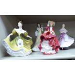 Four Royal Doulton china figures, viz.