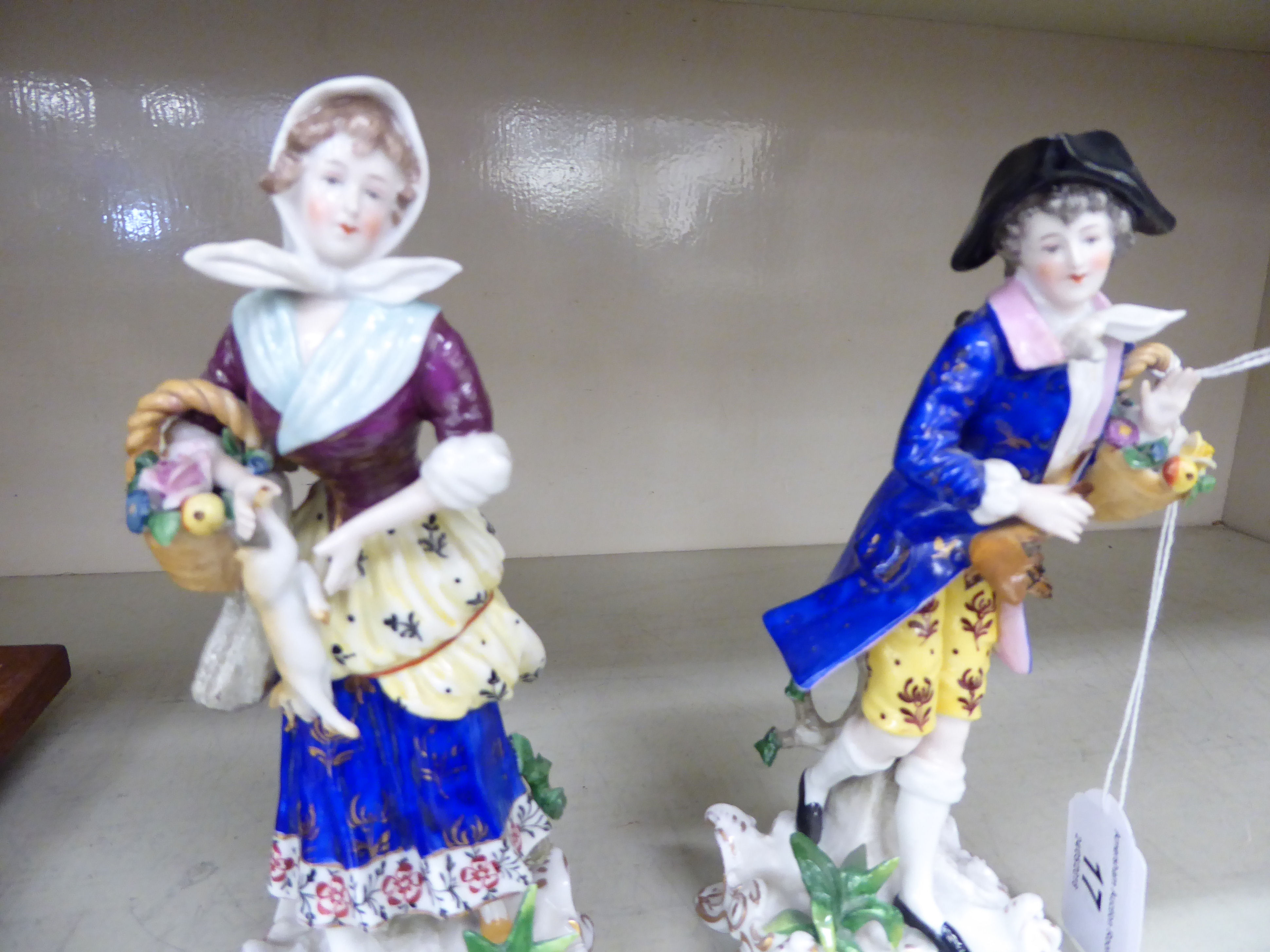 A pair of early 20thC Continental porcelain figures, - Image 2 of 3