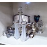 Silver & silver plated collectables: to include a pair of cut-crystal vases of tapered form with
