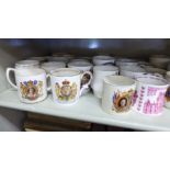 Commemorative ceramics: to include Queen Elizabeth II Silver Jubilee china mugs OS1