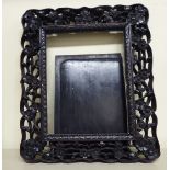 A late 19th/early 20thC Sino-European floral carved hardwood picture frame 12'' x 10'' TOS8