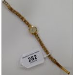 A lady's Accurist 9ct gold, square cased bracelet wristwatch,